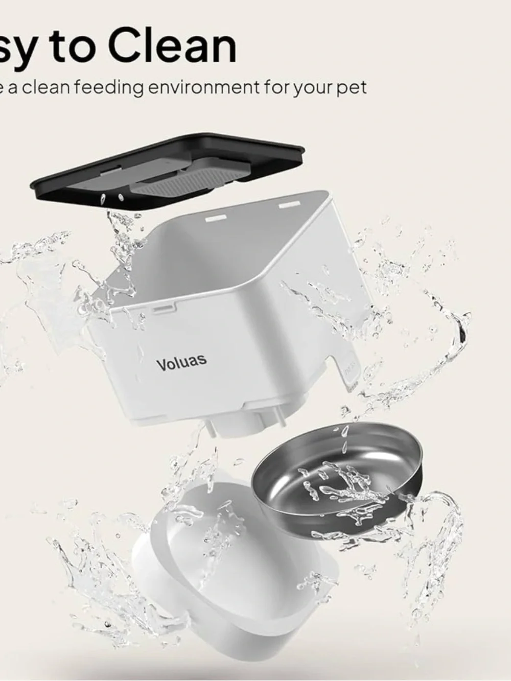 Automatic Pet Feeder - White with Black Top